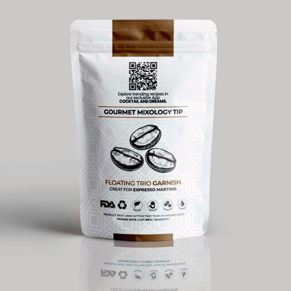 Garnishes & Dreams Whole Coffee Beans Garnish – 100% Natural Handcrafted Espresso Martini Floating Trio, Craft Cocktail Supplies (1oz) - Garnishes and Dreams