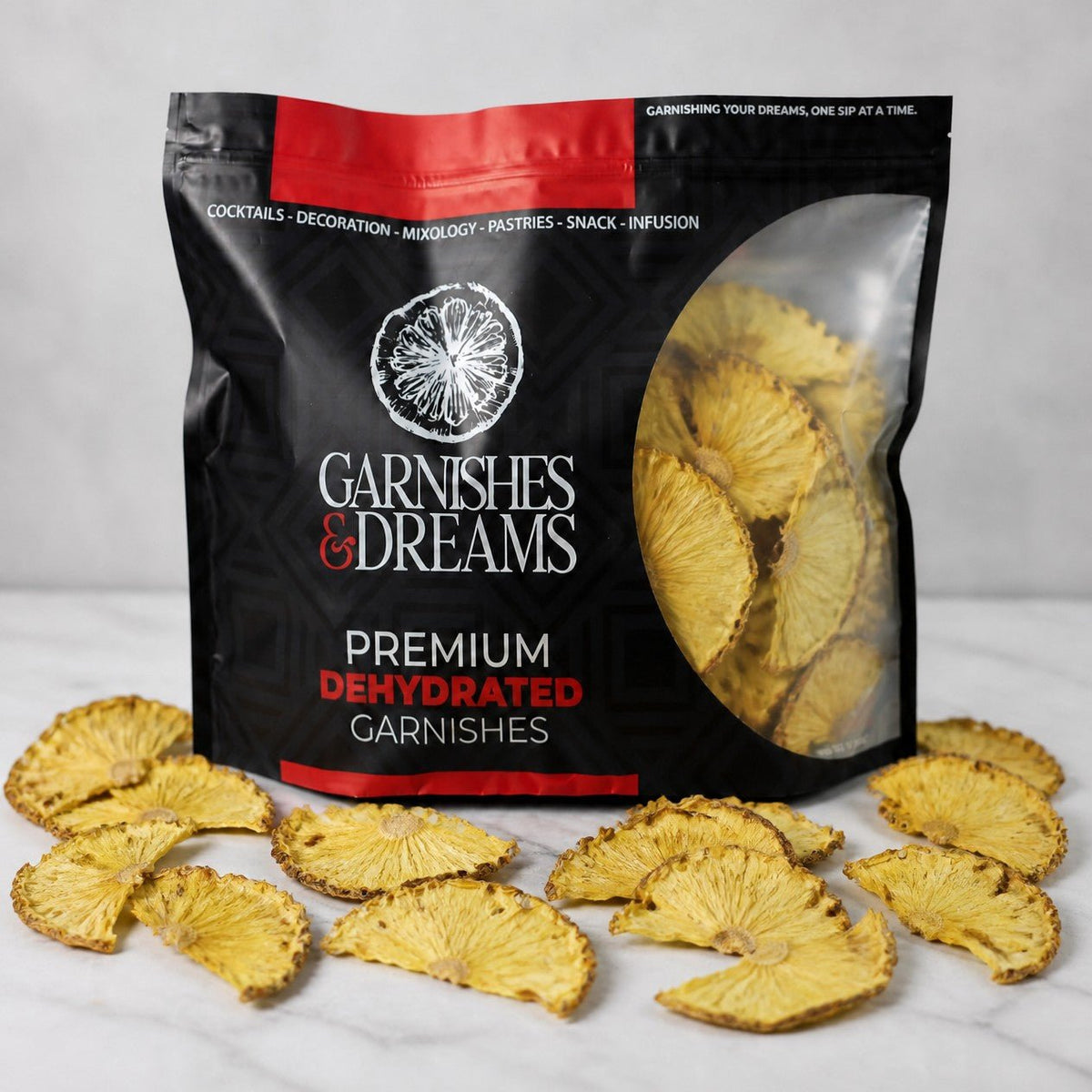 Garnishes & Dreams Dehydrated Pineapple Half Slices – Cocktail Garnish - Garnishes and Dreams